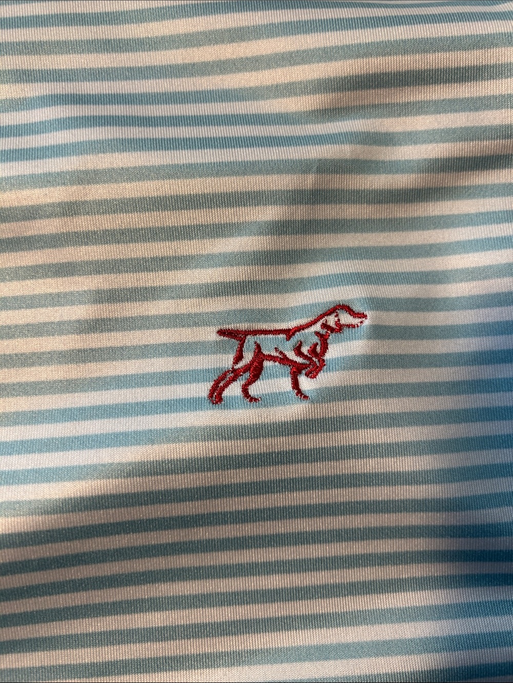 Men's Light Blue Striped Performance Polo with Subtle Chest Logo - Picture 2 of 6